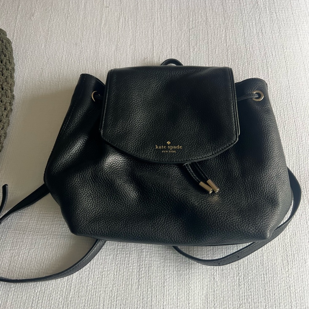 Kate Spade Black Pebbled Leather Backpack